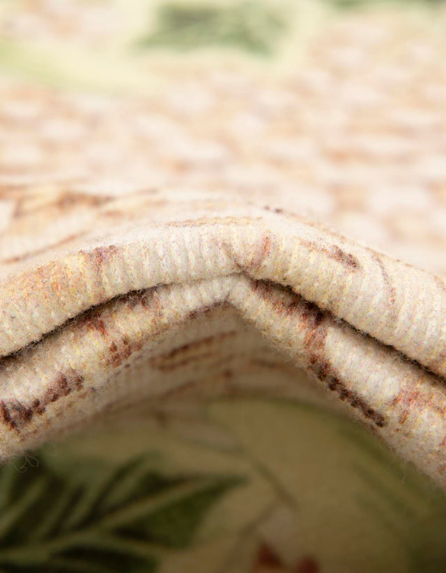 Beige and Green 6' 1 x 9' Jill Zarin Caribbean Outdoor Rectangle Area Rug Weather Resistant for Patio, Deck, Terrace, Balcony, Porch 100% Premium Nylon Pile Coastal Carpet for Sale at Rug Engine