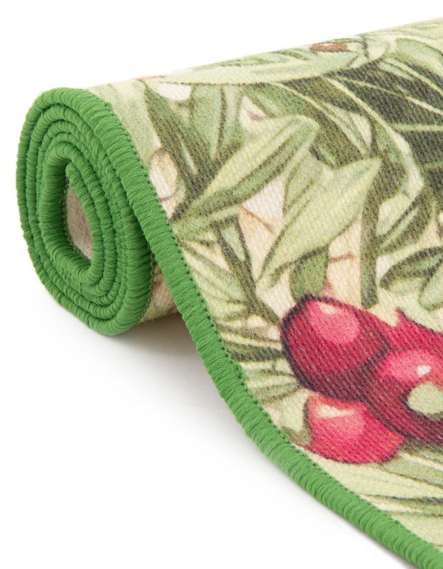 Beige and Green 2' x 5' 1 Jill Zarin Caribbean Outdoor Runner Area Rug Weather Resistant for Patio, Deck, Terrace, Balcony, Porch 100% Premium Nylon Pile Coastal Carpet for Sale at Rug Engine