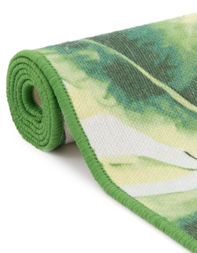 Blue and Green 8' x 8' Jill Zarin Caribbean Outdoor Round Area Rug Weather Resistant for Patio, Deck, Terrace, Balcony, Porch 100% Premium Nylon Pile Coastal Carpet for Sale at Rug Engine