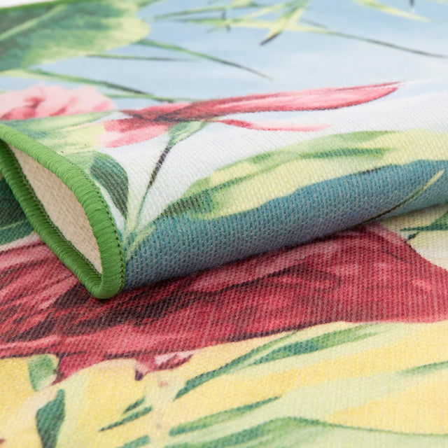 Blue and Green 10' x 10' Jill Zarin Caribbean Outdoor Square Area Rug Weather Resistant for Patio, Deck, Terrace, Balcony, Porch 100% Premium Nylon Pile Coastal Carpet for Sale at Rug Engine