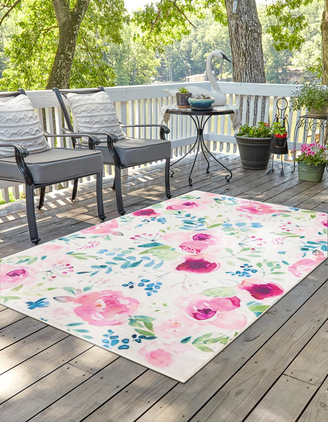 Ivory 2' x 3' 1 Jill Zarin Caribbean Outdoor Rectangle Area Rug Weather Resistant for Patio, Deck, Terrace, Balcony, Porch 100% Premium Nylon Pile Coastal Carpet for Sale at Rug Engine