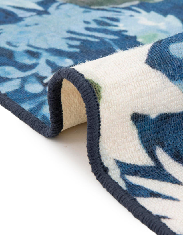 Navy Blue 2' x 10' Jill Zarin Caribbean Outdoor Runner Area Rug Weather Resistant for Patio, Deck, Terrace, Balcony, Porch 100% Premium Nylon Pile Coastal Carpet for Sale at Rug Engine