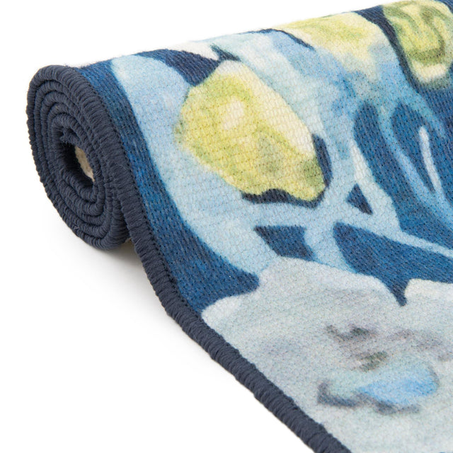 Navy Blue 7' 10 x 7' 10 Jill Zarin Caribbean Outdoor Round Area Rug Weather Resistant for Patio, Deck, Terrace, Balcony, Porch 100% Premium Nylon Pile Coastal Carpet for Sale at Rug Engine