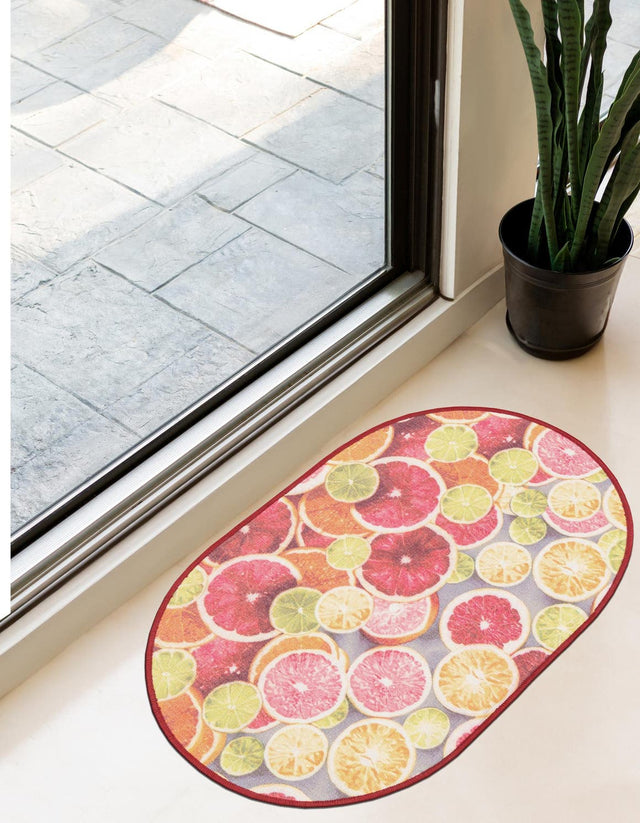 Rust Red and Yellow 2' x 3' 1 Jill Zarin Caribbean Outdoor Oval Area Rug Weather Resistant for Patio, Deck, Terrace, Balcony, Porch 100% Premium Nylon Pile Coastal Carpet for Sale at Rug Engine