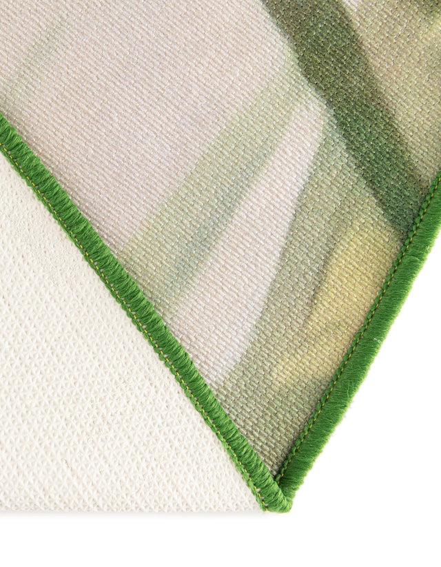 Green 3' 3 x 3' 3 Jill Zarin Caribbean Outdoor Round Area Rug Weather Resistant for Patio, Deck, Terrace, Balcony, Porch 100% Premium Nylon Pile Coastal Carpet for Sale at Rug Engine