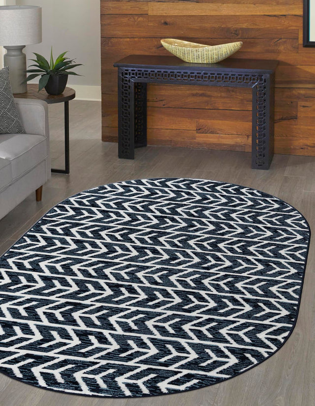 Navy Blue 5' x 8' Sabrina Soto Outdoor Oval Area Rug Weather Resistant for Patio, Deck, Terrace, Balcony, Porch Durable Carpet for Exterior Home Design for Sale at Rug Engine