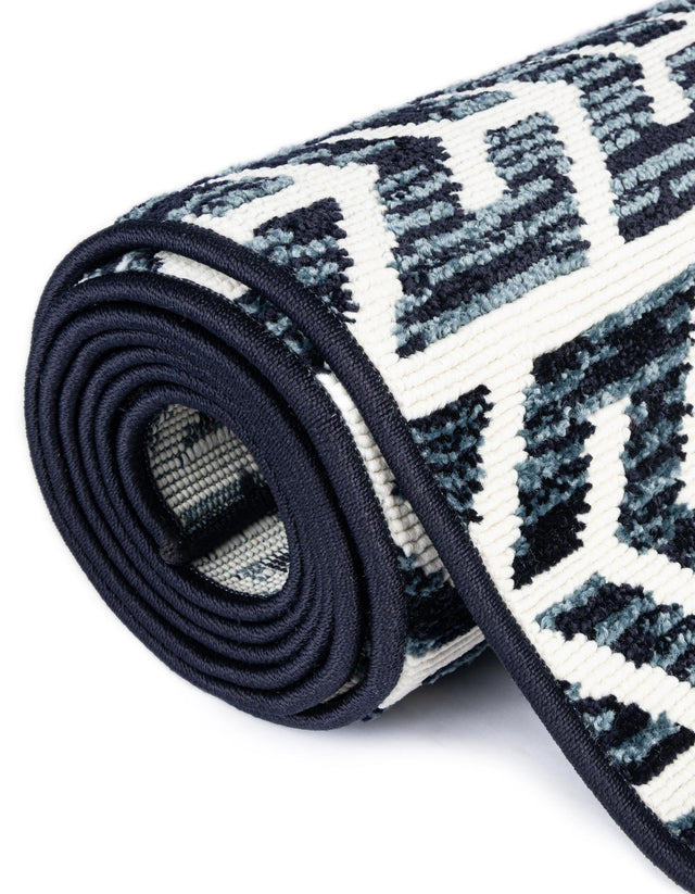 Navy Blue 5' x 8' Sabrina Soto Outdoor Oval Area Rug Weather Resistant for Patio, Deck, Terrace, Balcony, Porch Durable Carpet for Exterior Home Design for Sale at Rug Engine