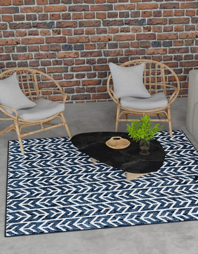 Navy Blue 6' x 6' Sabrina Soto Outdoor Square Area Rug Weather Resistant for Patio, Deck, Terrace, Balcony, Porch Durable Carpet for Exterior Home Design for Sale at Rug Engine