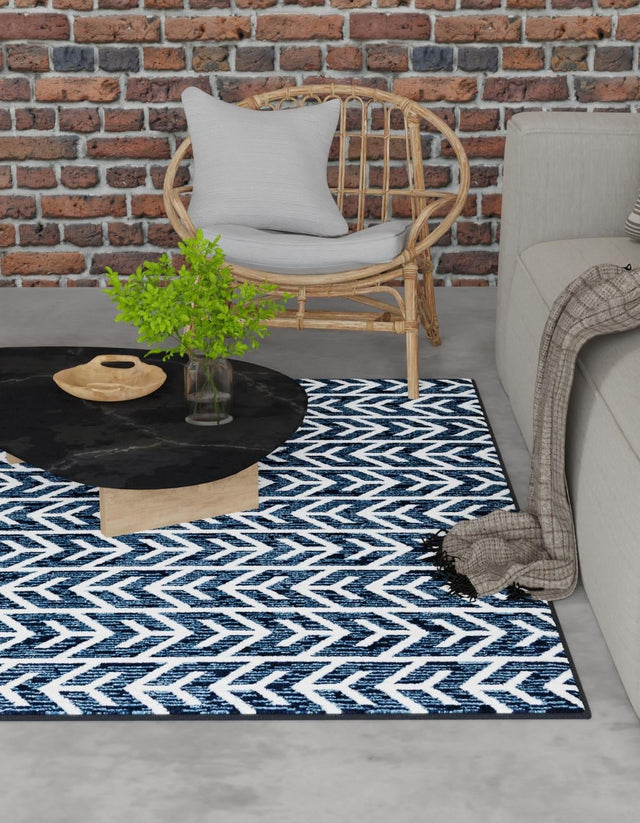 Navy Blue 6' x 6' Sabrina Soto Outdoor Square Area Rug Weather Resistant for Patio, Deck, Terrace, Balcony, Porch Durable Carpet for Exterior Home Design for Sale at Rug Engine