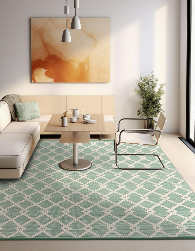 Mint Green 10' x 10' Jill Zarin Dorset Square Area Rug Premium Wool & Cotton Blend All Natural Pile Carpet for Bedrooms, Offices, Living Rooms, Dorms for Sale at Rug Engine