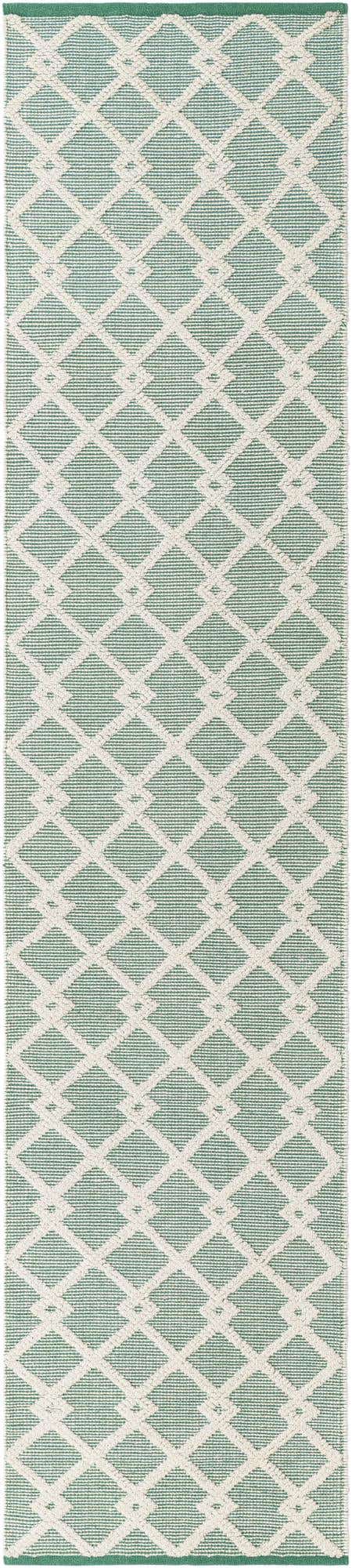 Mint Green 2' 7 x 12' Jill Zarin Dorset Runner Area Rug Premium Wool & Cotton Blend All Natural Pile Carpet for Bedrooms, Offices, Living Rooms, Dorms for Sale at Rug Engine