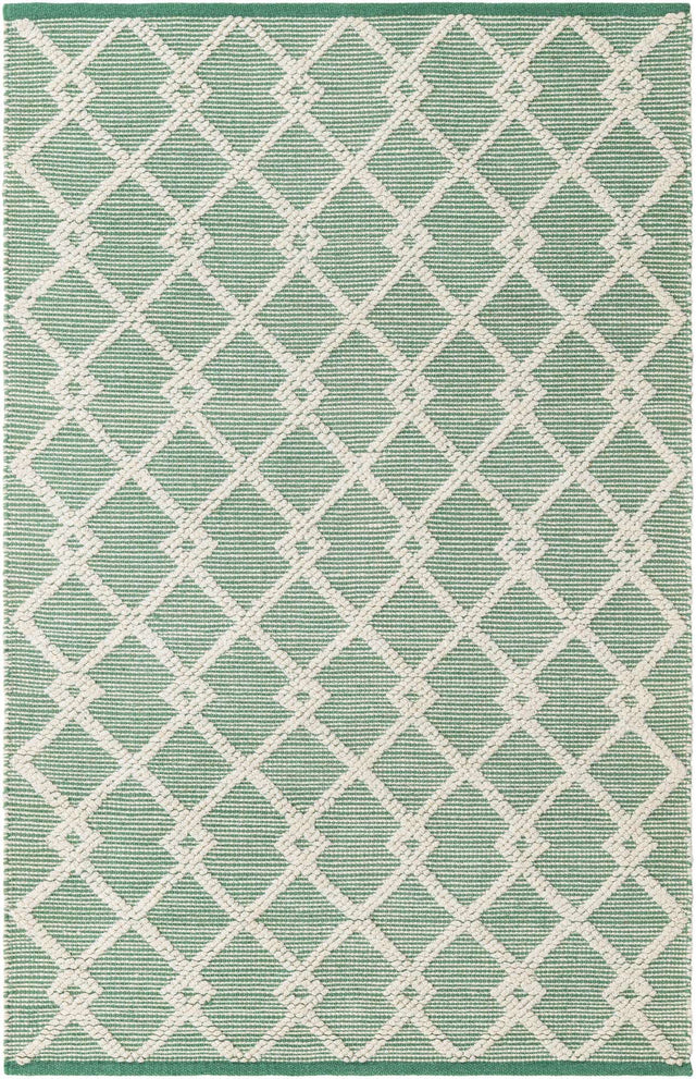 Mint Green 4' 1 x 6' 1 Jill Zarin Dorset Rectangle Area Rug Premium Wool & Cotton Blend All Natural Pile Carpet for Bedrooms, Offices, Living Rooms, Dorms for Sale at Rug Engine