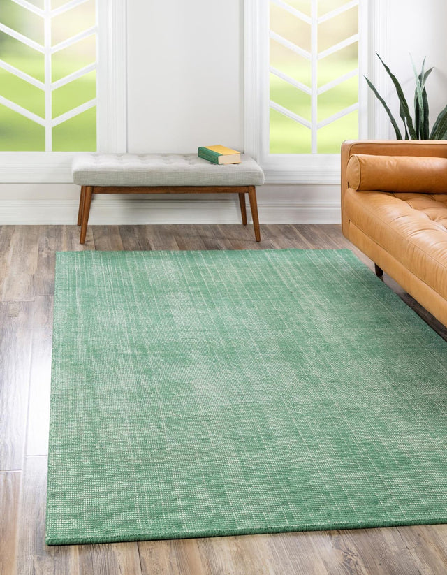 Green 7' 10 x 11' Jill Zarin English Manor Rectangle Area Rug 100% Premium Natural Wool Handwoven Carpet for Living Rooms, Office Space, Bedrooms, Dorms for Sale at Rug Engine