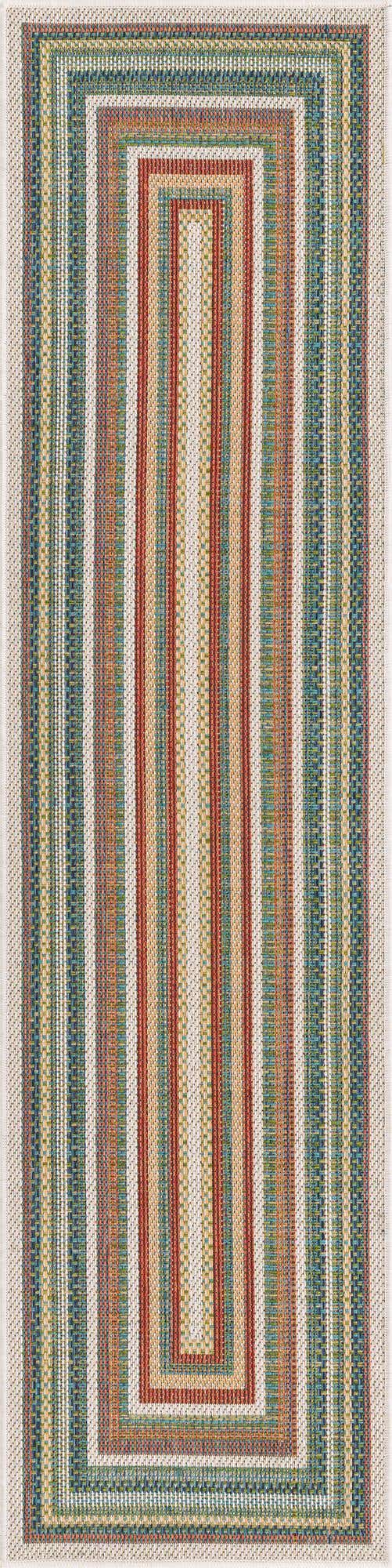 Multicolor 2' 7 x 10' Baja Outdoor Runner Area Rug Weather Resistant for Patio, Deck, Terrace, Balcony, Porch 100% Polypropylene Modern Outside Decor for Sale at Rug Engine