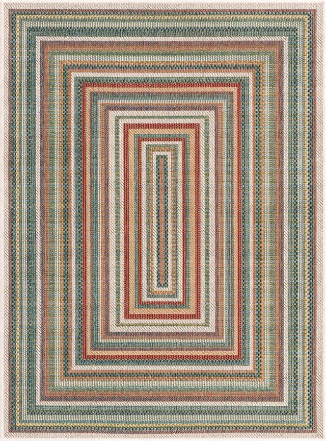 Multicolor 10' x 13' 1 Baja Outdoor Rectangle Area Rug Weather Resistant for Patio, Deck, Terrace, Balcony, Porch 100% Polypropylene Modern Outside Decor for Sale at Rug Engine