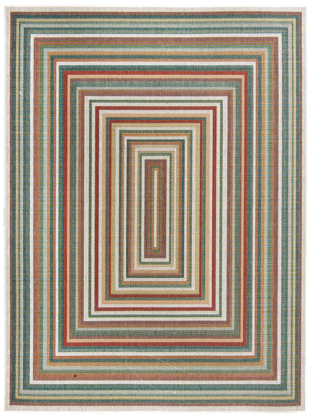 Multicolor 7' 1 x 10' Baja Outdoor Rectangle Area Rug Weather Resistant for Patio, Deck, Terrace, Balcony, Porch 100% Polypropylene Modern Outside Decor for Sale at Rug Engine
