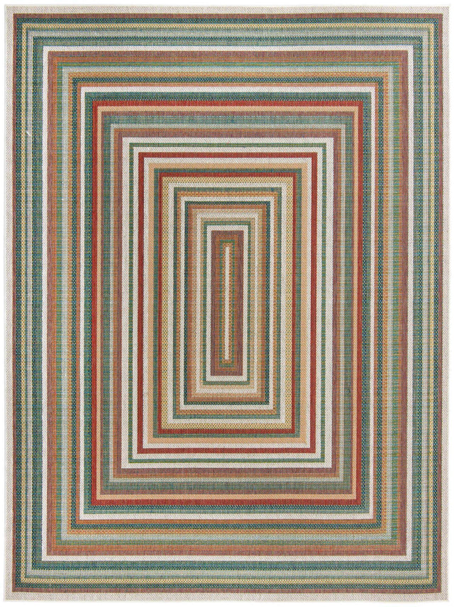 Multicolor 7' 10 x 11' Baja Outdoor Rectangle Area Rug Weather Resistant for Patio, Deck, Terrace, Balcony, Porch 100% Polypropylene Modern Outside Decor for Sale at Rug Engine