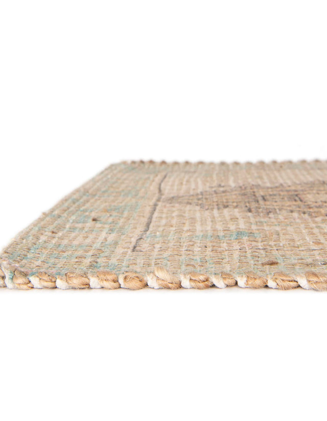 Khaki and Ivory 7' 10 x 10' Chenille Jute Rectangle Area Rug Vintage Distressed Boho All Natural Eco-Friendly Sustainable Carpet for Living Dining Office Dorm Rooms for Sale at Rug Engine