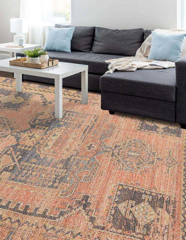 Antique Red 5' 3 x 8' Chenille Jute Rectangle Area Rug Vintage Distressed Boho All Natural Eco-Friendly Sustainable Carpet for Living Dining Office Dorm Rooms for Sale at Rug Engine