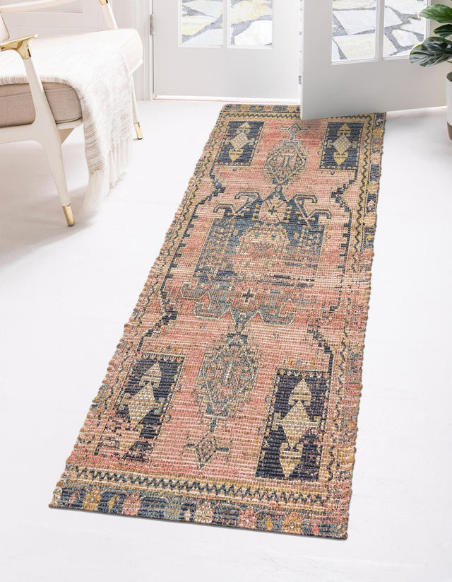 Antique Red 2' 2 x 6' 1 Chenille Jute Runner Area Rug Vintage Distressed Boho All Natural Eco-Friendly Sustainable Carpet for Living Dining Office Dorm Rooms for Sale at Rug Engine