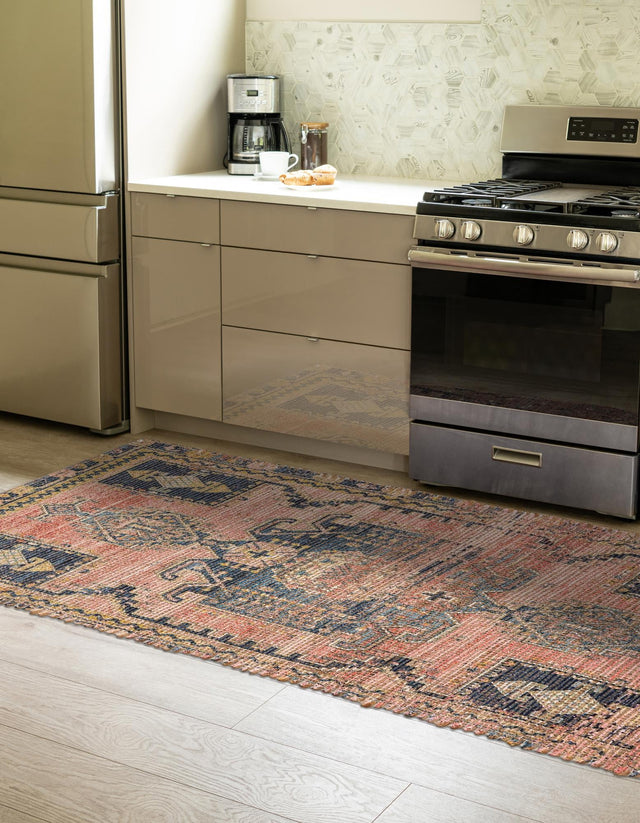 Antique Red 2' 2 x 6' 1 Chenille Jute Runner Area Rug Vintage Distressed Boho All Natural Eco-Friendly Sustainable Carpet for Living Dining Office Dorm Rooms for Sale at Rug Engine