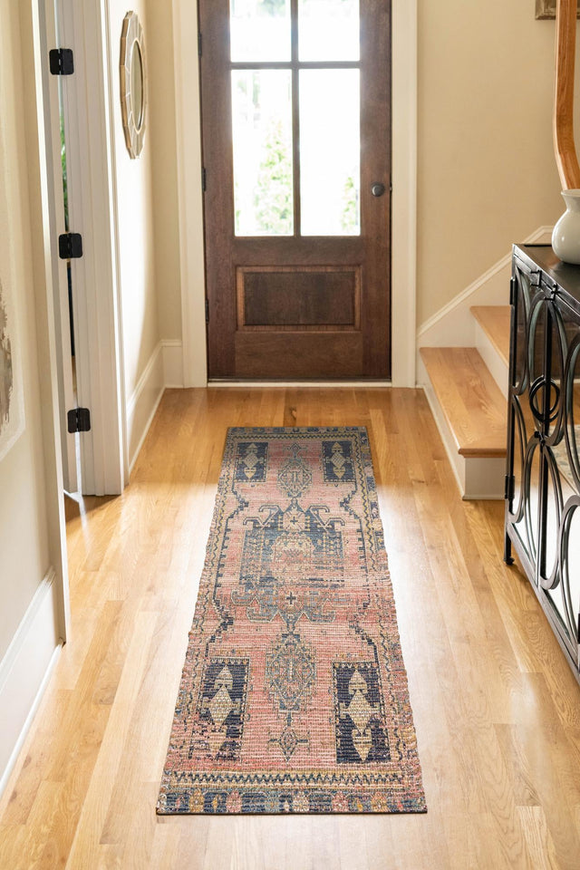 Antique Red 2' 2 x 6' 1 Chenille Jute Runner Area Rug Vintage Distressed Boho All Natural Eco-Friendly Sustainable Carpet for Living Dining Office Dorm Rooms for Sale at Rug Engine