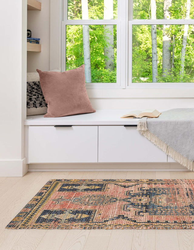 Antique Red 2' 2 x 6' 1 Chenille Jute Runner Area Rug Vintage Distressed Boho All Natural Eco-Friendly Sustainable Carpet for Living Dining Office Dorm Rooms for Sale at Rug Engine