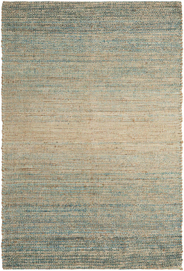 Ivory and Blue 4' 1 x 6' 1 Chenille Jute Rectangle Area Rug Vintage Distressed Boho All Natural Eco-Friendly Sustainable Carpet for Living Dining Office Dorm Rooms for Sale at Rug Engine