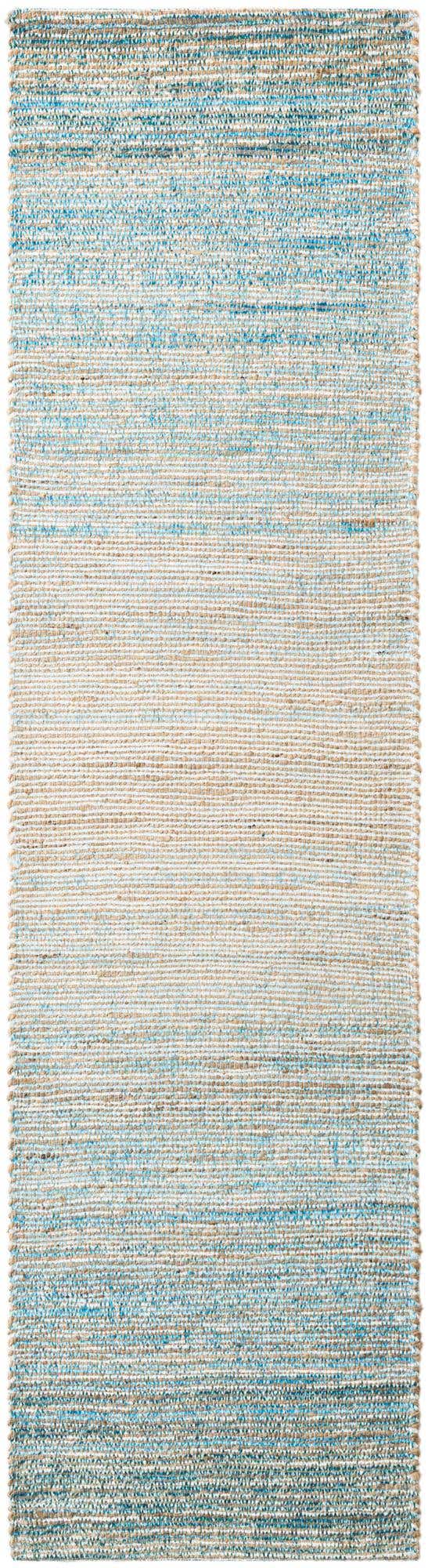 Ivory and Blue 2' 2 x 8' Chenille Jute Runner Area Rug Vintage Distressed Boho All Natural Eco-Friendly Sustainable Carpet for Living Dining Office Dorm Rooms for Sale at Rug Engine