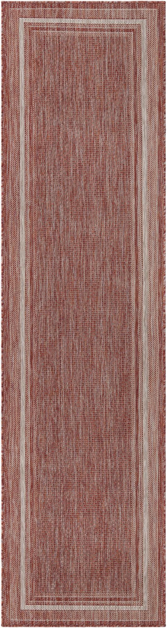 Rust Red 2' 7 x 10' Outdoor Border Runner Area Rug Weather Resistant for Patio, Deck, Terrace, Balcony, Porch 100% Polypropylene Classic Bordered Carpet for Sale at Rug Engine