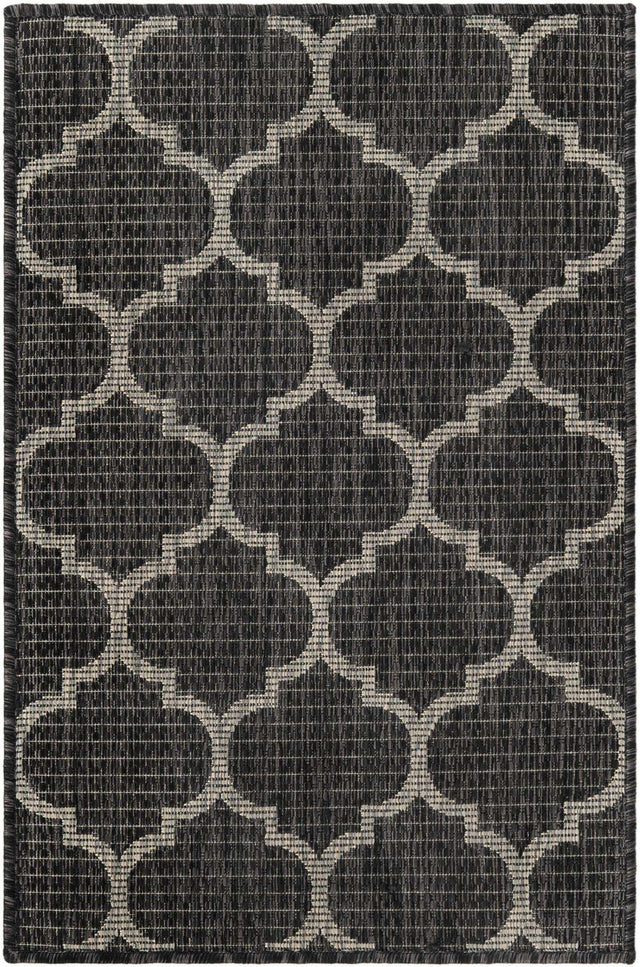 Black 2' x 3' 1 Outdoor Trellis Rectangle Area Rug Weather Resistant for Patio, Deck, Terrace, Balcony, Porch Geometric Design Water Safe Outside Carpet for Sale at Rug Engine