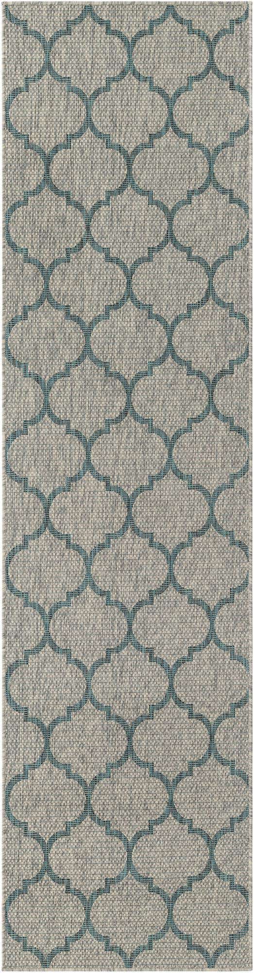 Gray 2' 7 x 10' Outdoor Trellis Runner Area Rug Weather Resistant for Patio, Deck, Terrace, Balcony, Porch Geometric Design Water Safe Outside Carpet for Sale at Rug Engine