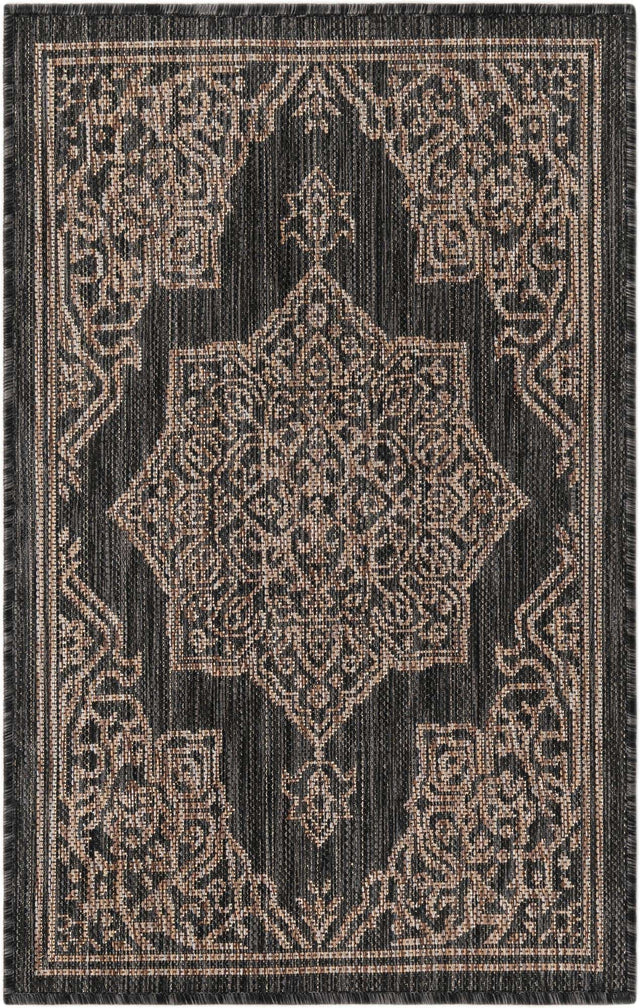 Charcoal Gray 2' x 3' 1 Outdoor Traditional Rectangle Area Rug Weather Resistant for Patio, Deck, Terrace, Balcony, Porch Classical Design Outside Carpet for Sale at Rug Engine