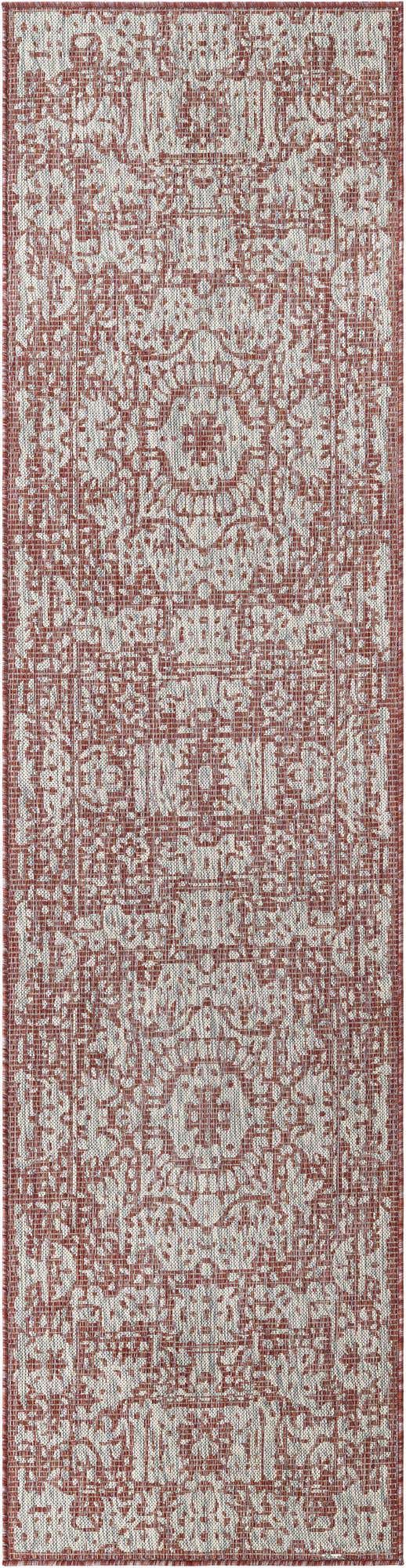Rust Red 2' 7 x 10' Outdoor Traditional Runner Area Rug Weather Resistant for Patio, Deck, Terrace, Balcony, Porch Classical Design Outside Carpet for Sale at Rug Engine
