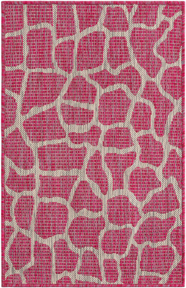 Magenta 2' x 3' 1 Outdoor Safari Rectangle Area Rug Weather Resistant for Patio, Deck, Terrace, Balcony, Porch Animal Print Wildlife Nature Carpet for Sale at Rug Engine