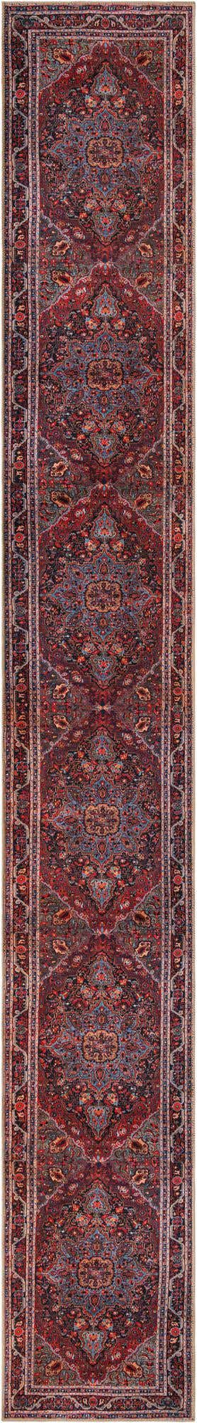Washable Burgundy 2' 6 x 19' 8 Timeless Runner Area Rug Easy to Clean Stain Resistant & Durable Traditional Classic Vintage Design Carpet for Sale at Rug Engine