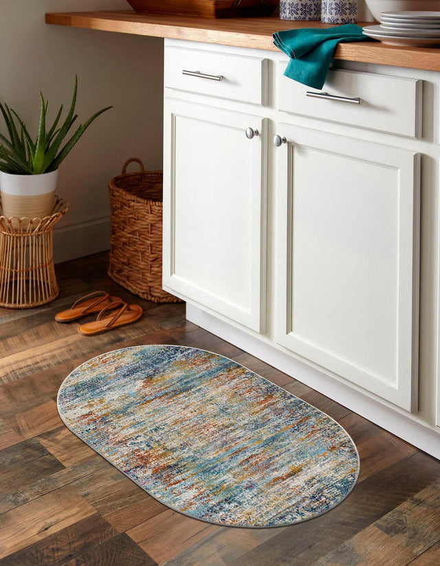 Multicolor 3' 7 x 5' 3 Malibu Oval Area Rug 70% Polypropylene & 30% Polyester Colorful Modern Carpet for Living, Dining, Office, Bedrooms for Sale at Rug Engine