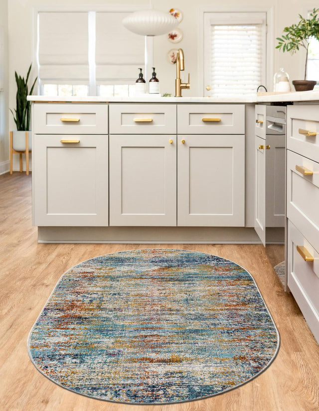 Multicolor 3' 7 x 5' 3 Malibu Oval Area Rug 70% Polypropylene & 30% Polyester Colorful Modern Carpet for Living, Dining, Office, Bedrooms for Sale at Rug Engine