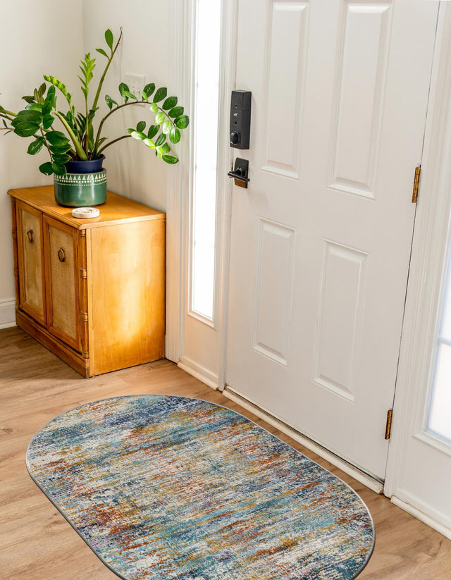 Multicolor 3' 7 x 5' 3 Malibu Oval Area Rug 70% Polypropylene & 30% Polyester Colorful Modern Carpet for Living, Dining, Office, Bedrooms for Sale at Rug Engine