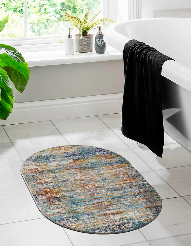 Multicolor 3' 7 x 5' 3 Malibu Oval Area Rug 70% Polypropylene & 30% Polyester Colorful Modern Carpet for Living, Dining, Office, Bedrooms for Sale at Rug Engine