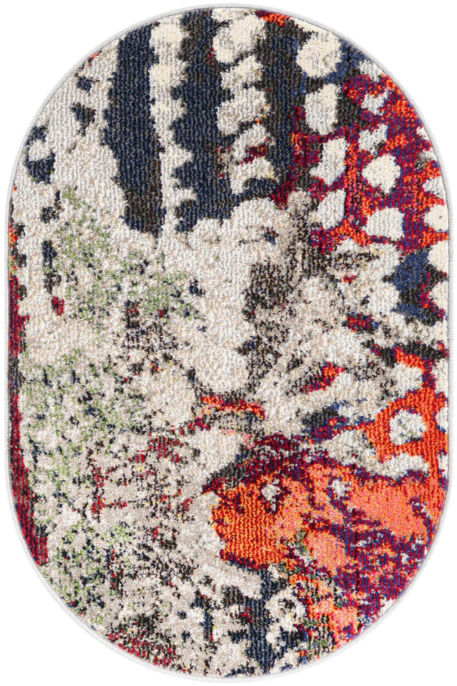 Multicolor 2' 2 x 3' 1 Haerfest Oval Area Rug Abstract Super Colorful Modern Vivid Carpet for Unique Interior Design Room Decorating for Sale at Rug Engine