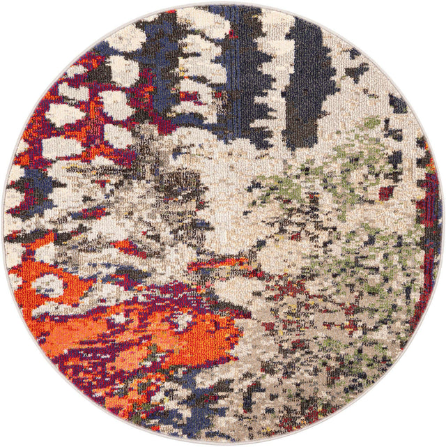 Multicolor 4' 1 x 4' 1 Haerfest Round Area Rug Abstract Super Colorful Modern Vivid Carpet for Unique Interior Design Room Decorating for Sale at Rug Engine