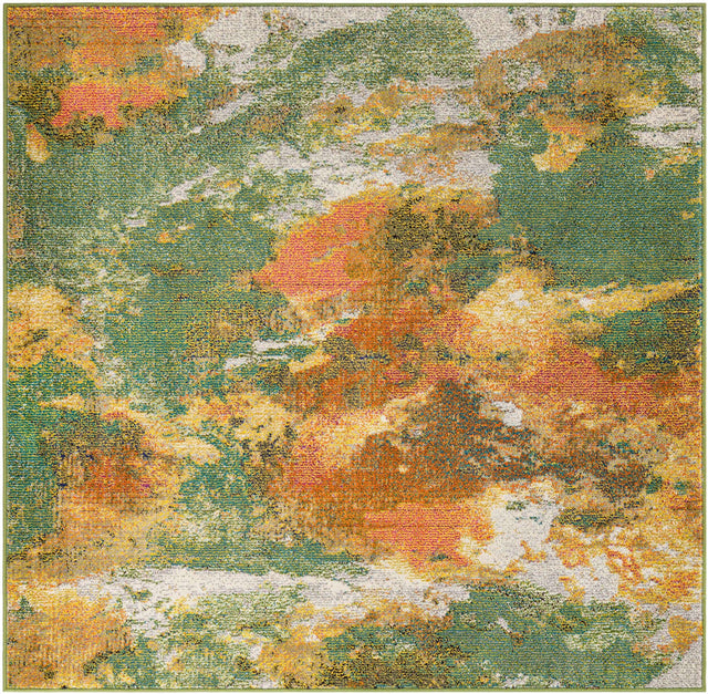 Green 5' 3 x 5' 3 Haerfest Square Area Rug Abstract Super Colorful Modern Vivid Carpet for Unique Interior Design Room Decorating for Sale at Rug Engine