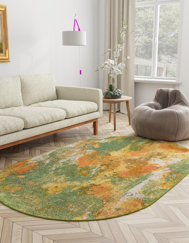 Green 4' 1 x 6' 1 Haerfest Oval Area Rug Abstract Super Colorful Modern Vivid Carpet for Unique Interior Design Room Decorating for Sale at Rug Engine