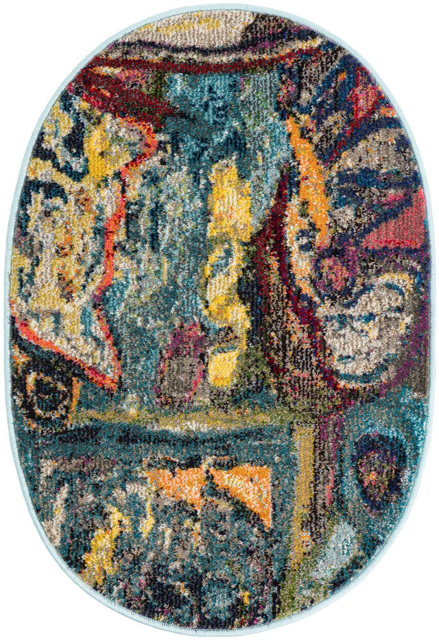 Multicolor 2' 2 x 3' 1 Haerfest Oval Area Rug Abstract Super Colorful Modern Vivid Carpet for Unique Interior Design Room Decorating for Sale at Rug Engine