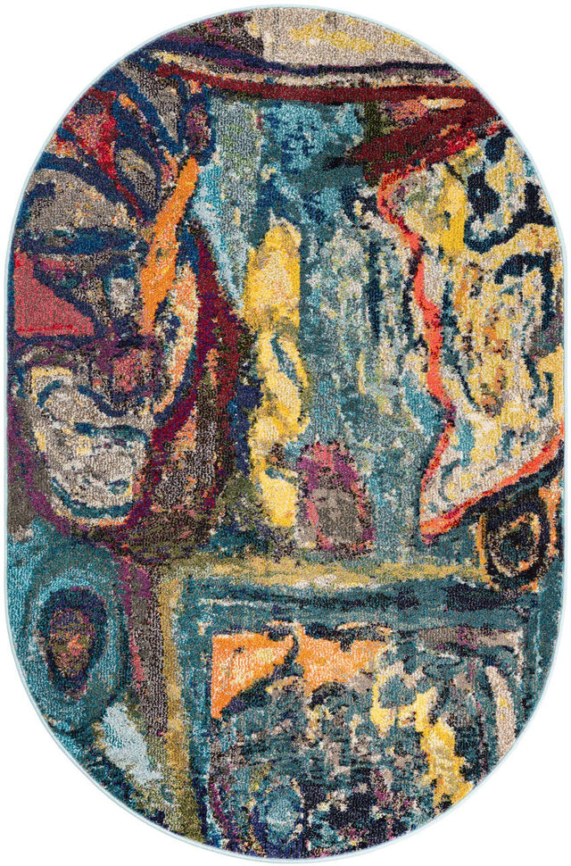 Multicolor 4' 1 x 6' 1 Haerfest Oval Area Rug Abstract Super Colorful Modern Vivid Carpet for Unique Interior Design Room Decorating for Sale at Rug Engine