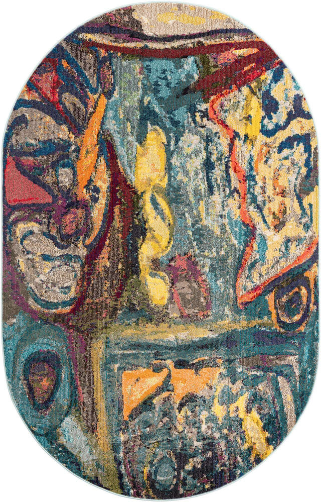 Multicolor 5' 3 x 7' 10 Haerfest Oval Area Rug Abstract Super Colorful Modern Vivid Carpet for Unique Interior Design Room Decorating for Sale at Rug Engine