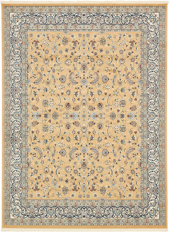 Beige 7' 10 x 11' Narenj Rectangle Area Rug 85% Polypropylene & 15% Polyester Traditional Classic Carpet for Living, Dining, Bedrooms, Office for Sale at Rug Engine