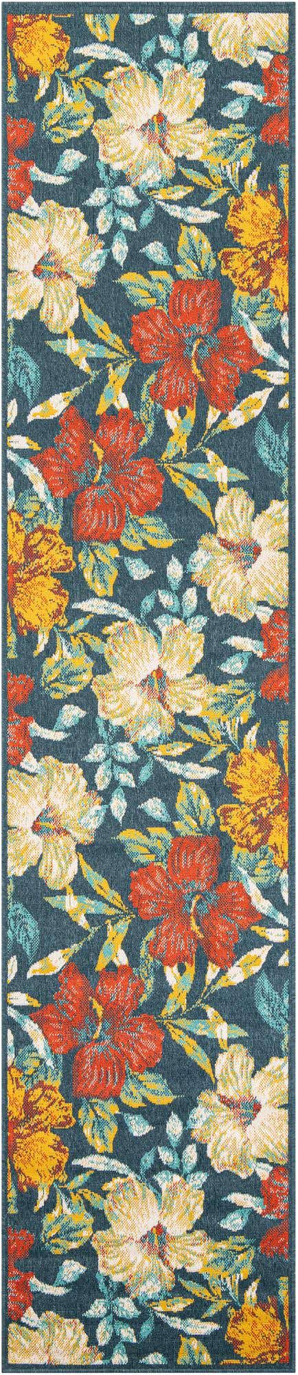 Multicolor 2' 7 x 12' Outdoor Coastal Runner Area Rug Weather Resistant for Patio, Deck, Terrace, Balcony, Porch 100% Polypropylene Coastal Decor Carpet for Sale at Rug Engine