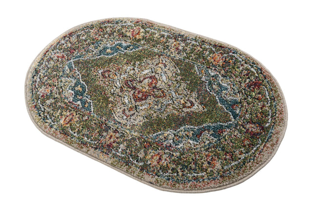 Green 2' x 3' 1 Isabella Oval Area Rug Polypropylene & Polyester Traditional Elegant Carpet for Living Rooms, Dining, Office, Dorms for Sale at Rug Engine